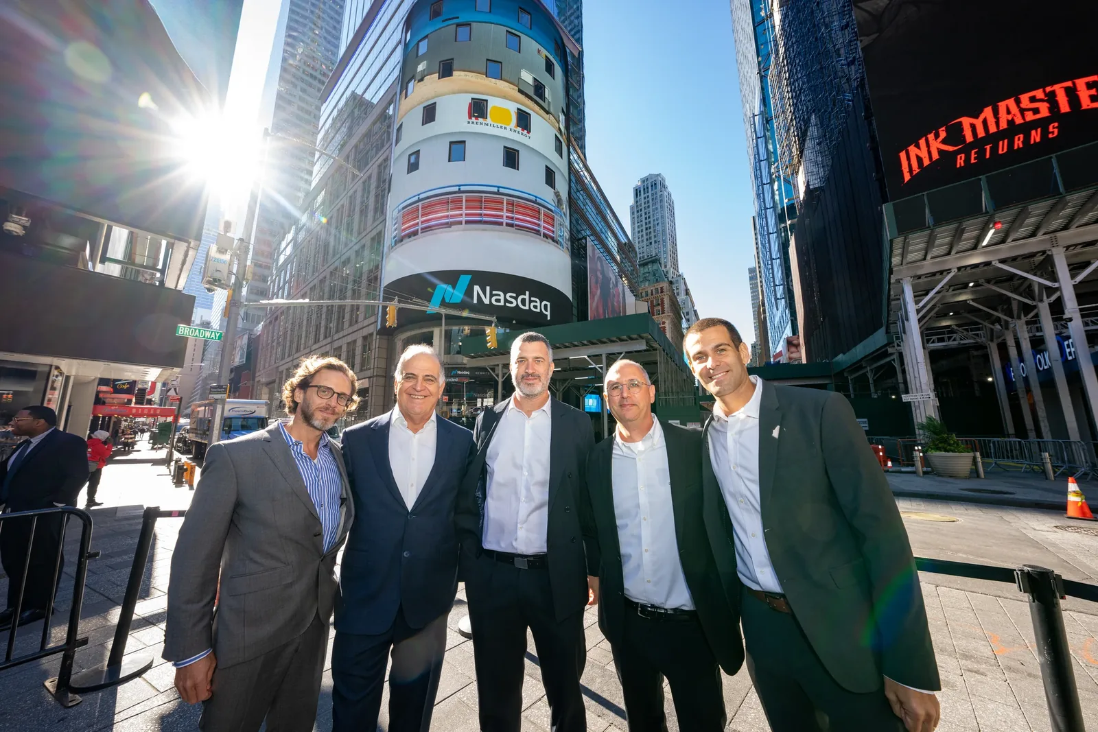 The Brenmiller Energy team at the Nasdaq MarketSite, New York
